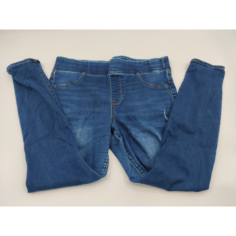 Old Navy Rockstar Mid Rise Pull On Jeggings Medium Wash Distressed Blue Size 16